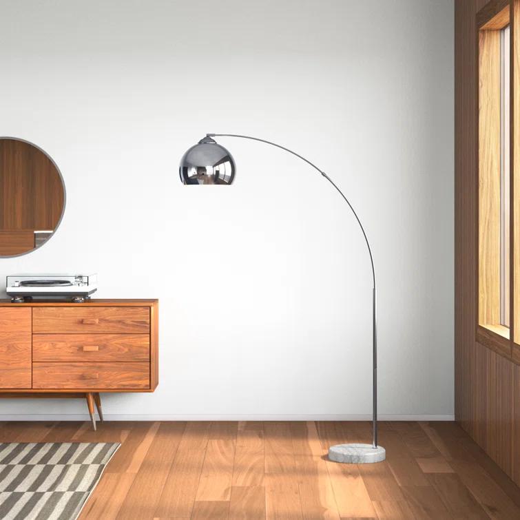 Wrought Studio™ Perlis 66.93" Arc Floor Lamp with Solid Marble Base