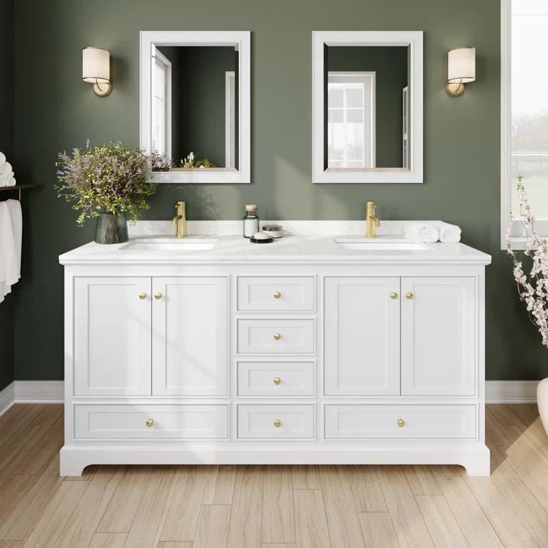Wyndham Collection Deborah 72'' Double Bathroom Vanity with Marble Top