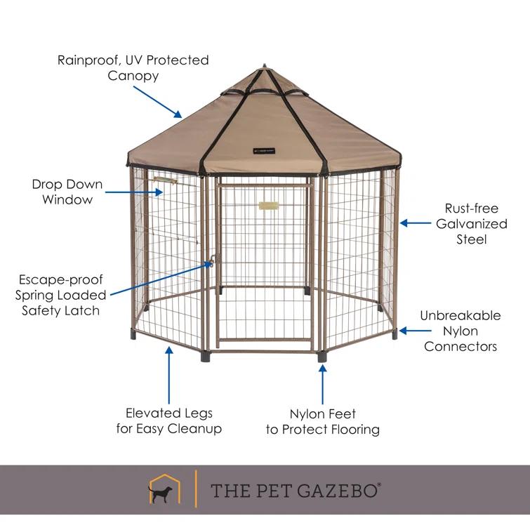 PET GAZEBO Pet Gazebo Dog Kennel Play Pen with Market Top Canopy