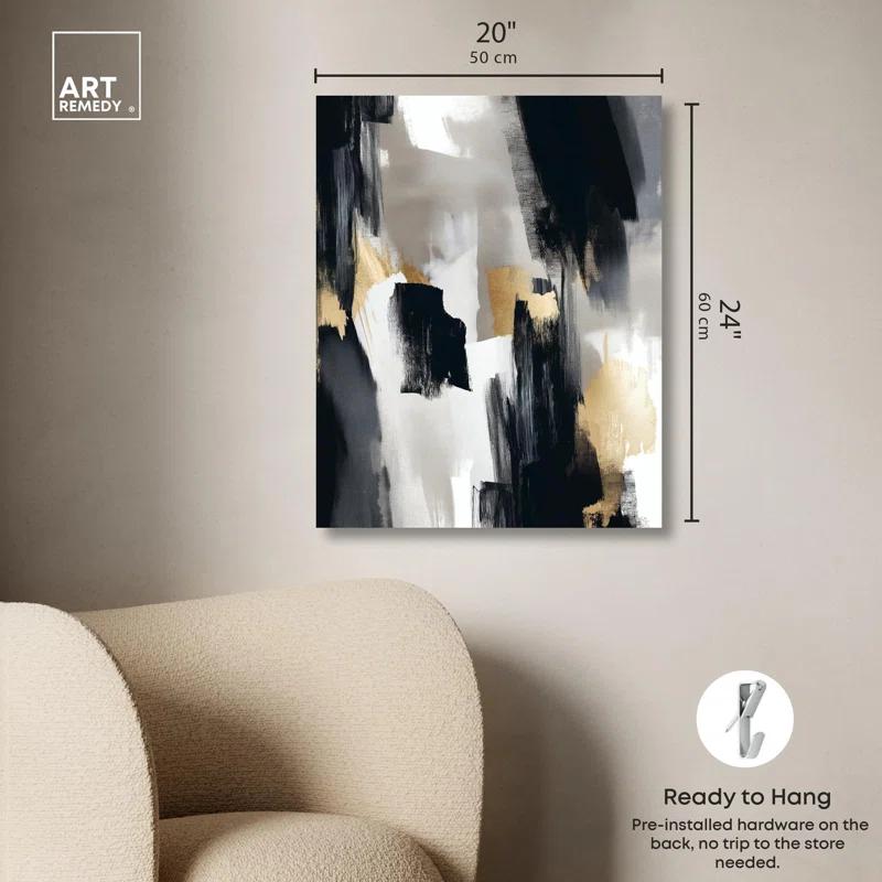 Art Remedy Lost Between Canvas Modern Black And White Abstract Art by Art Remedy