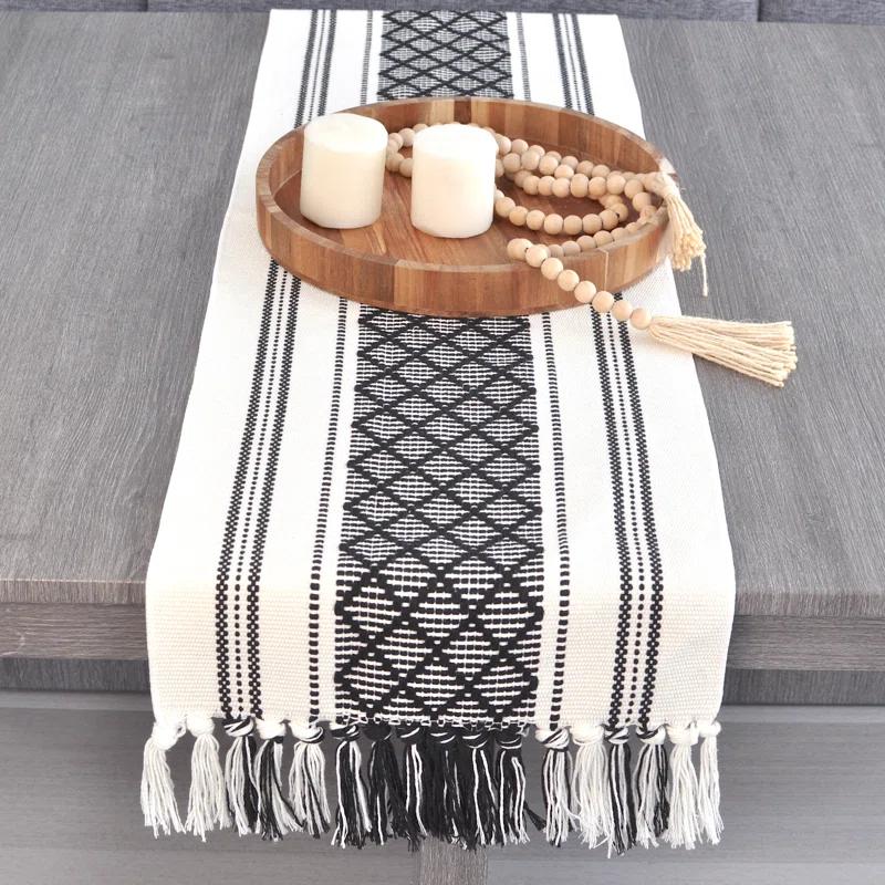 Oveesha Boho Cotton Woven Table Runner With Tassels