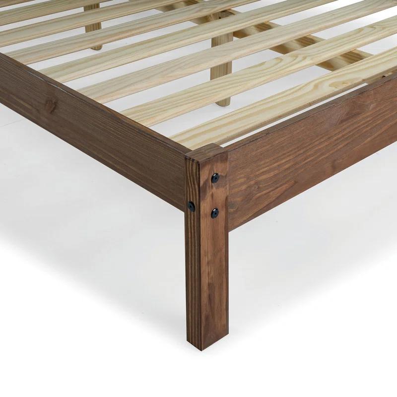 Benjara Octa Bed, Plank Style, Rustic, Brazilian Pine Wood, Mahogany | Wayfair