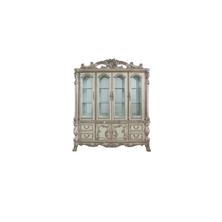 One Allium Way® Hutch Buffet China Cabinet in Vintage Bone White