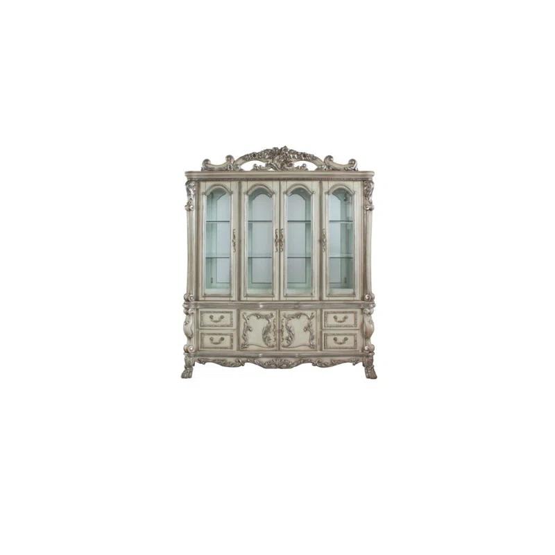 One Allium Way® Hutch Buffet China Cabinet in Vintage Bone White