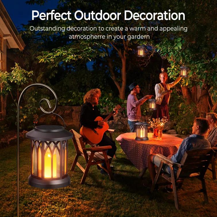 KOOPER Solar Lantern Outdoor Lights, Upgraded Flickering Candle Solar Lanterns Lights Outdoor Waterproof, Hanging Outdoor Solar Lanterns Lights, Solar Powered Lanterns For Yard Garden Decor (Set of 2)