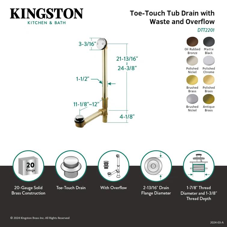 Kingston Brass Kingston Brass Made To Match Brass Tub Waste and Overflow DTT2207