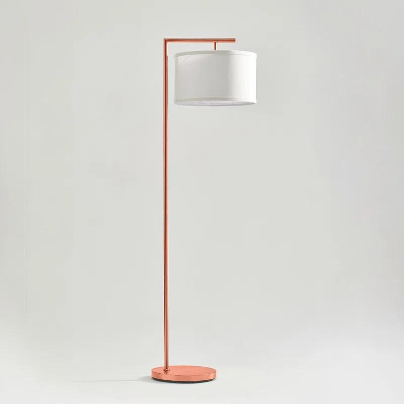 Montage Modern 60 in. Mid-Century Modern LED Floor Lamp with Fabric Drum Shade