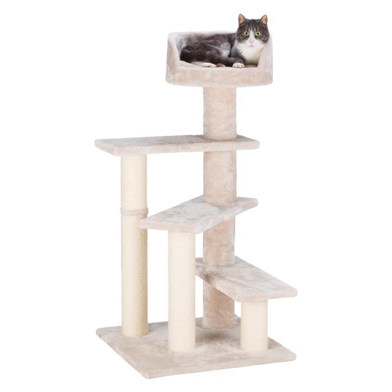 TRIXIE TRIXIE Tulia Senior 40.2" Cat Tower, 4-Level Cat Tree, Sisal Scratching Posts, Plush Platforms, Top Platform Bed
