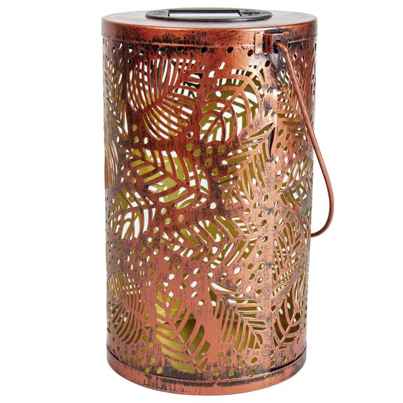 Northlight Seasonal 8" Bronze Foliage Outdoor Solar Lantern with Handle | Wayfair