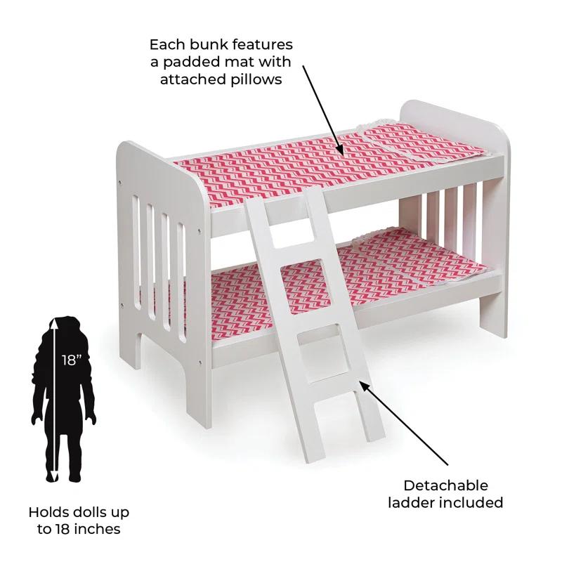Badger Basket Doll Bunk Bed with Bedding and Ladder