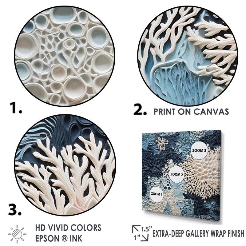 Design Art " Under Water Blue And White Corals Collage "