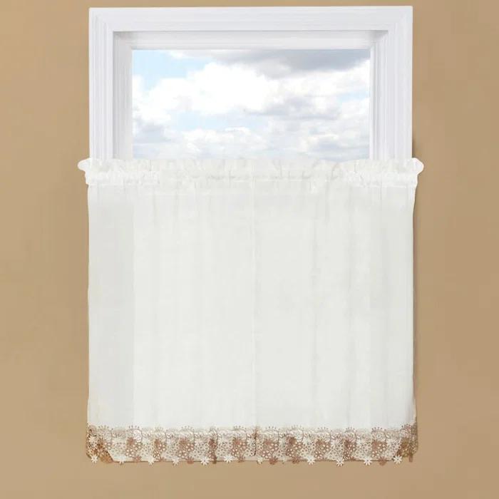 Winston Brands Floral Scalloped Cafe Curtain