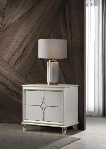 Olivia 2-Drawer Nightstand Bedside Table Pearl White