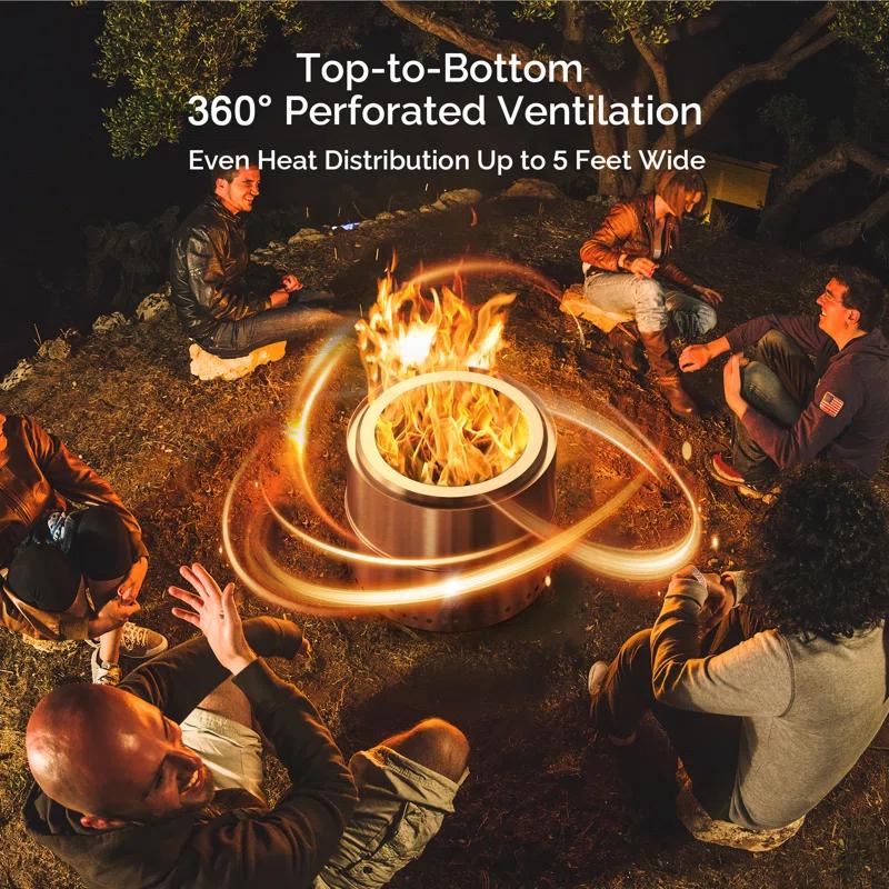 Ebern Designs Stainless Portable Smokeless Outdoor Fire Pit With Bag–for Outdoor Ambiance, Camping, and Backyard Gatherings