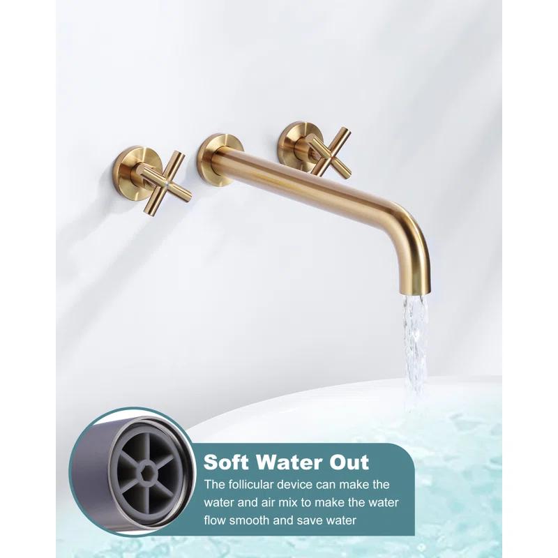 2-Handle Wall Mounted Cross Handle Antique Bathtub Roman Tub Faucet