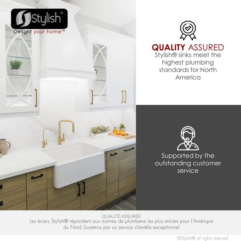 STYLISH S-830WH Pietra STYLISH 30 inch Undermount Workstation Single Bowl Composite Granite Apron Kitchen Sink