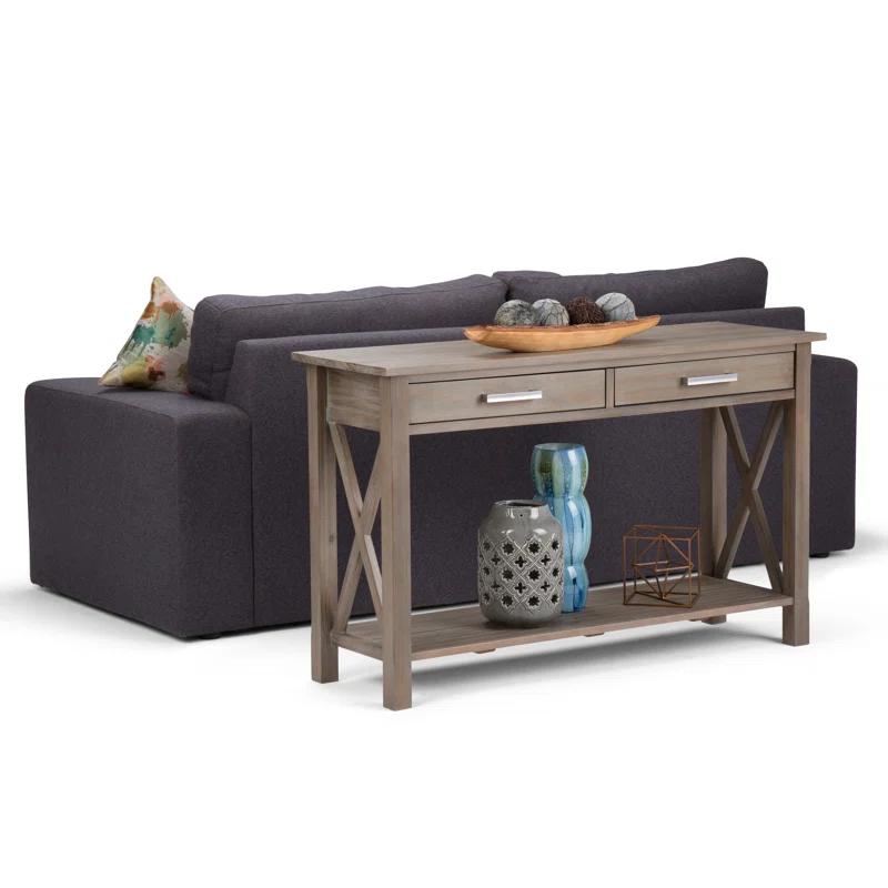 Simpli Home Kitchener 47"W Solid Wood Contemporary Storage Console Table with 2 Drawers and Bottom Storage Shelf