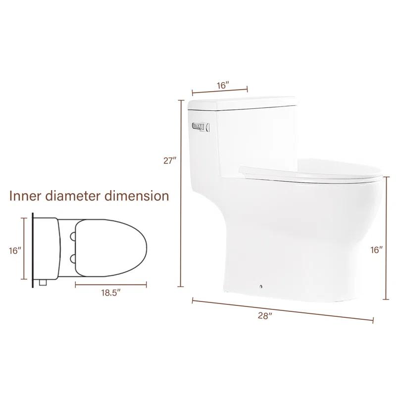 Lordear H-MTLC-T133 Lordear 1.28 Gallons GPF Elongated Comfort Height Floor Mounted One-Piece Toilet (Seat Included)