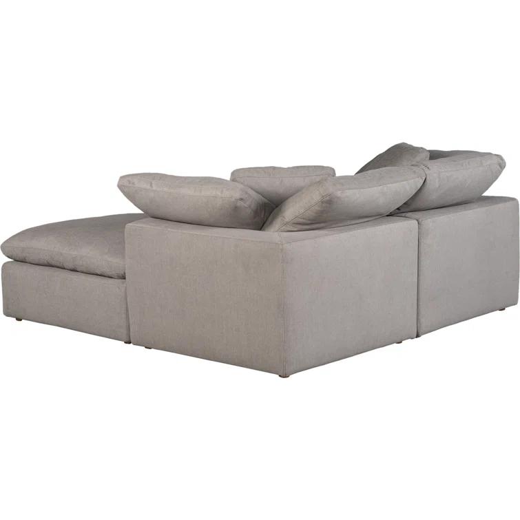 Modular Sectional Sofa - Light Grey Fabric Nook Couch - Home Living Room Seating