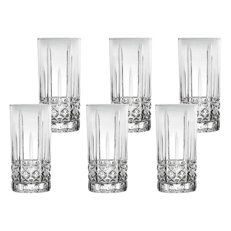 Lorren Home Trends Lorren Home Trends Tall 12 Ounce Drinking Glass-Textured Cut Glass (Set of 6)