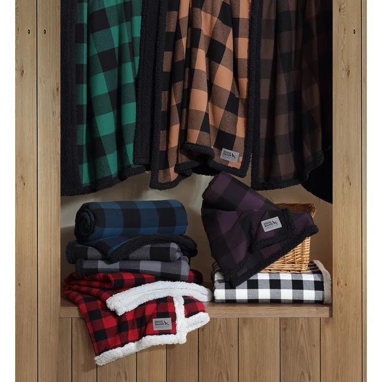 Eddie Bauer Eddie Bauer Cabin Plaid Flannel/Sherpa Throw Blanket