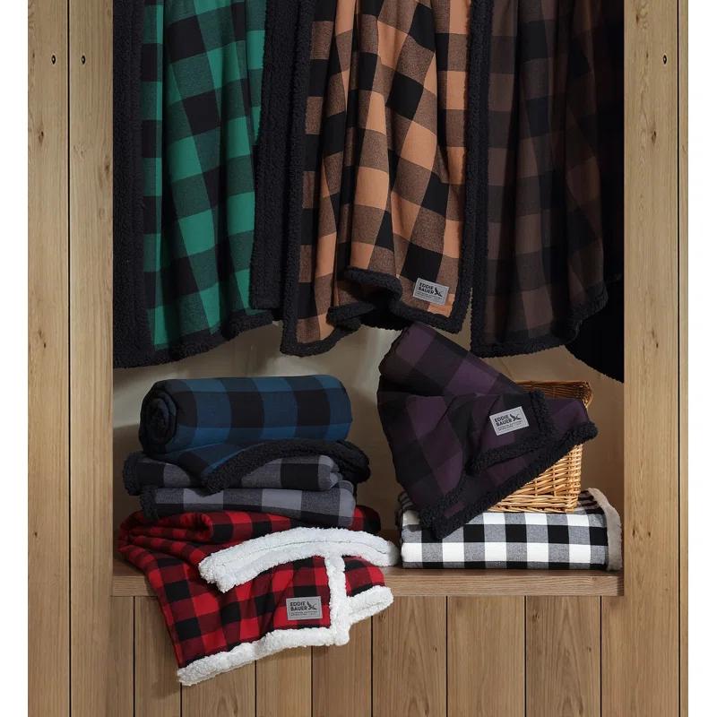 Eddie Bauer Eddie Bauer Cabin Plaid Flannel/Sherpa Throw Blanket