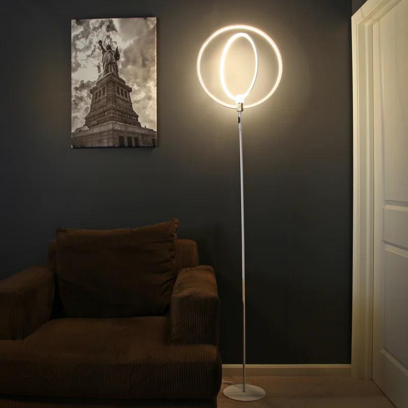 Brightech Eclipse 79 in. Industrial 2-Light 3-Way Dimming LED Floor Lamp with 2 Height Adjustable Heads