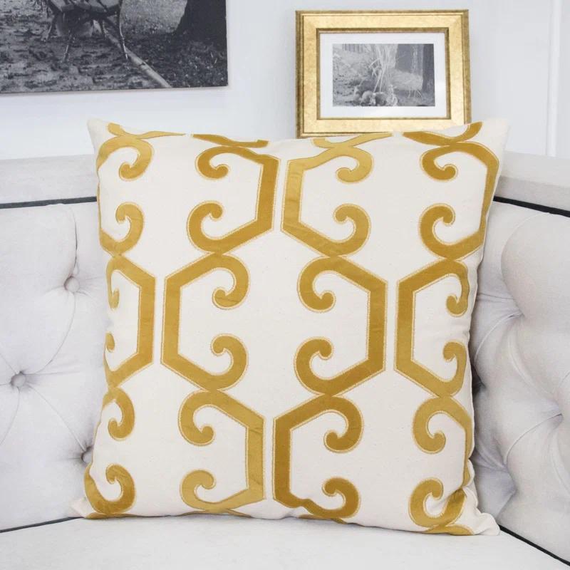 Homey Cozy  Applique Cotton Geometric Throw Pillow & Reviews | Wayfair