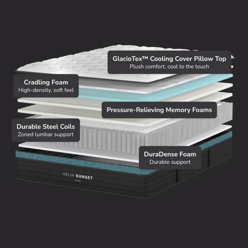 Helix Mattress Helix Sunset Luxe 13" Soft Hybrid Mattress with GlacioTex Cooling Pillowtop