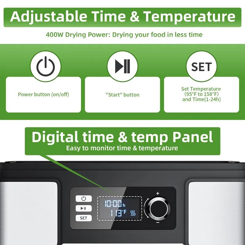 MASTER CRAFT WINDOW AND DOOR Food Dehydrator Machine Dryer For Jerky: Stainless Steel Dehydrater For Fruit Herb - Digital Food Drier For Meat Beef Dehydration
