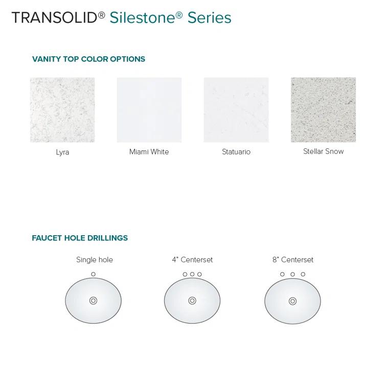 Transolid 49'' Quartz Single Bathroom Vanity Top with Sink
