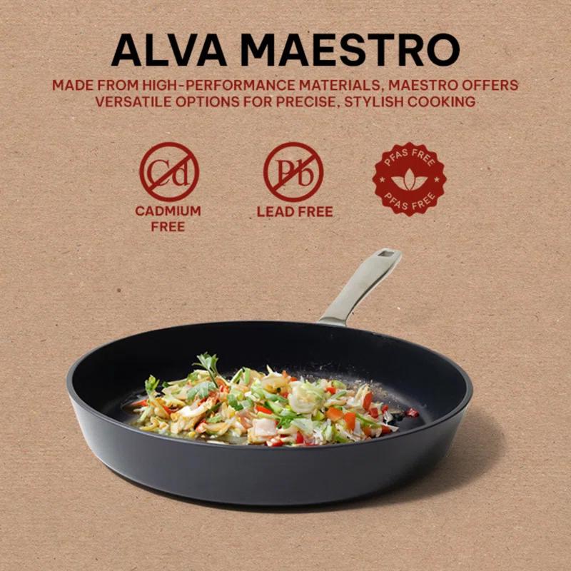 Alva Alva Maestro Nonstick Ceramic Frying Pan Skillet, Non-Toxic PFAS PFOA & PTFE Free, Healthy Cooking Pan, Compatible with all Stovetops & Induction Safe, Oven Safe & Stay-Cool Handle