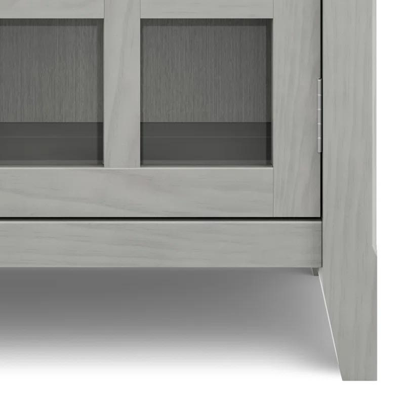 Simpli Home Acadian 36"W Solid Wood 2-Shelf Entryway Storage Cabinet with Glass Doors and 2 Drawers