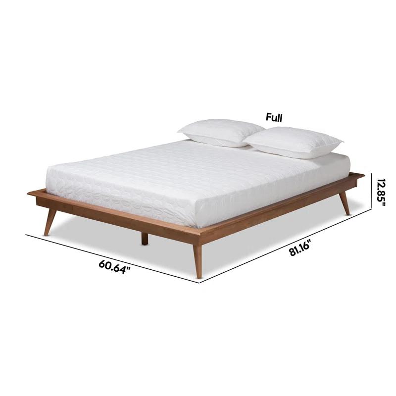 George Oliver Brayden Platform Bed with Walnut Brown Finish in Mid-Century Modern Style