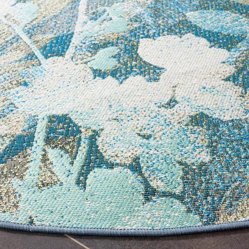 Lark Manor™ Aquia Floral Machine Woven Indoor / Outdoor Area Rug in Blue/Ivory