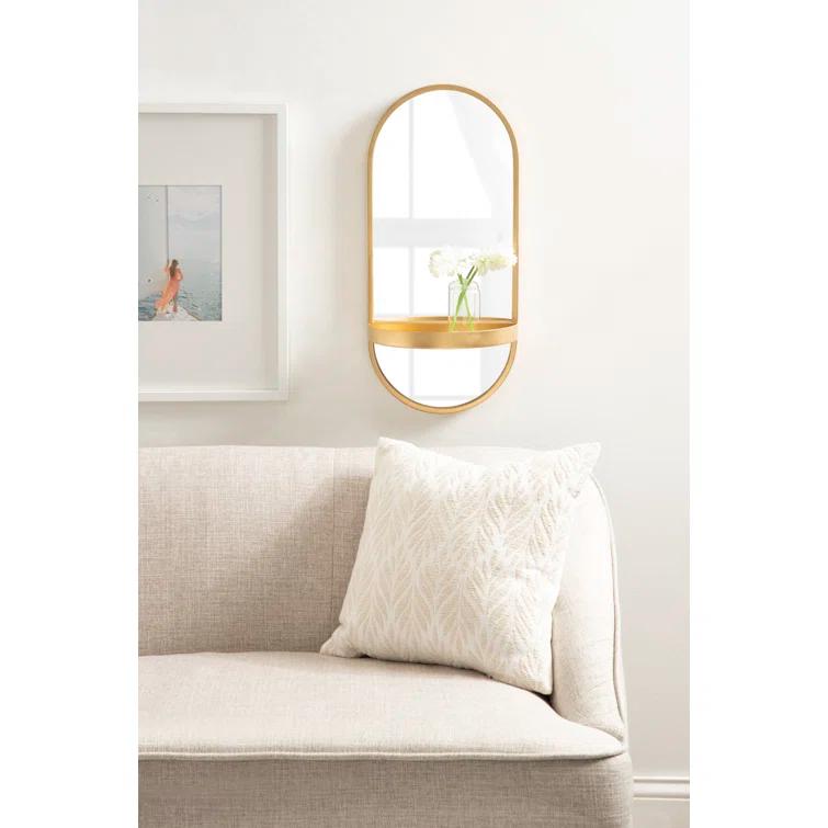 Lumi Metal Flat Mirror with Shelves
