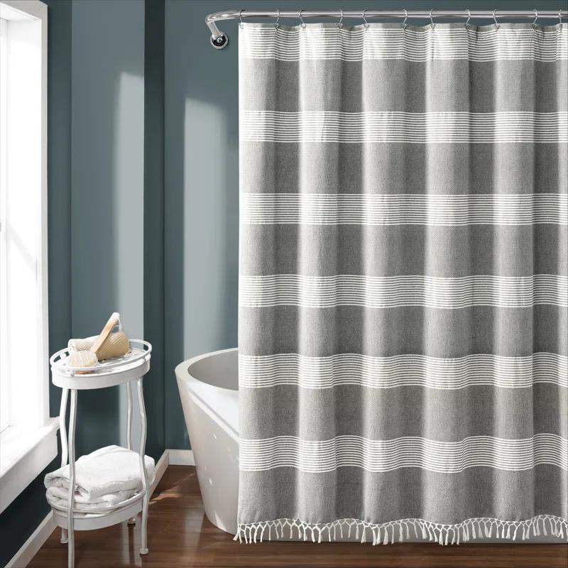 Tucker Stripe Cotton Striped Shower Curtain