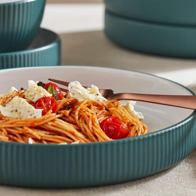 Christian Siriano Christian Siriano Larosso 24-Piece Dinnerware Set with Dinner Bowls and Pasta Bowls, Stoneware