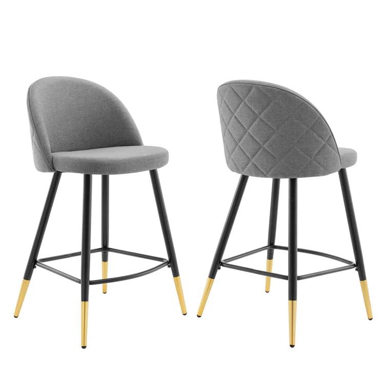 Everly Quinn Cordial Performance Velvet Counter Stools (Set of 2)