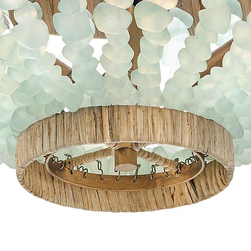 Dune Four-Light Hand-Strung Sea Glass Semi-Flush Mount Ceiling Light
