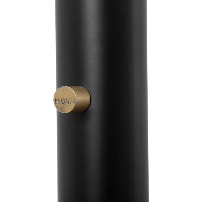 Nova of California Culver 3 Light Arc Floor Lamp - 86", Matte Black & Weathered Brass, Dimmer Switch