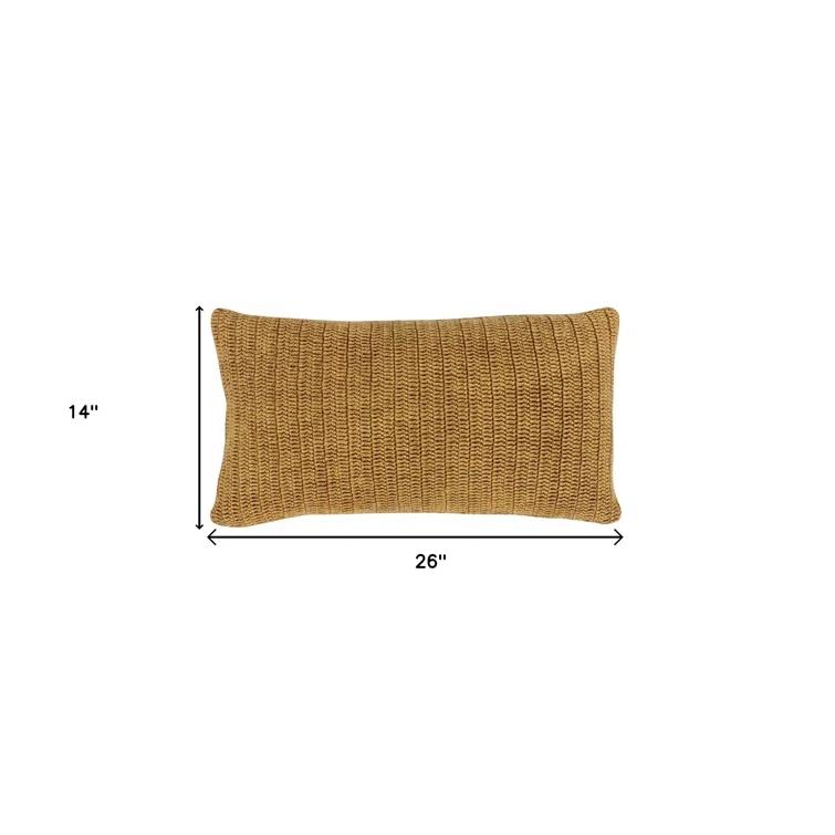 Honey Knitted Linen Rectangular Throw Pillow