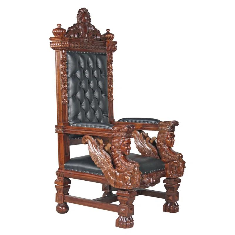 Lark Manor™ Burge Leather Throne Armchair