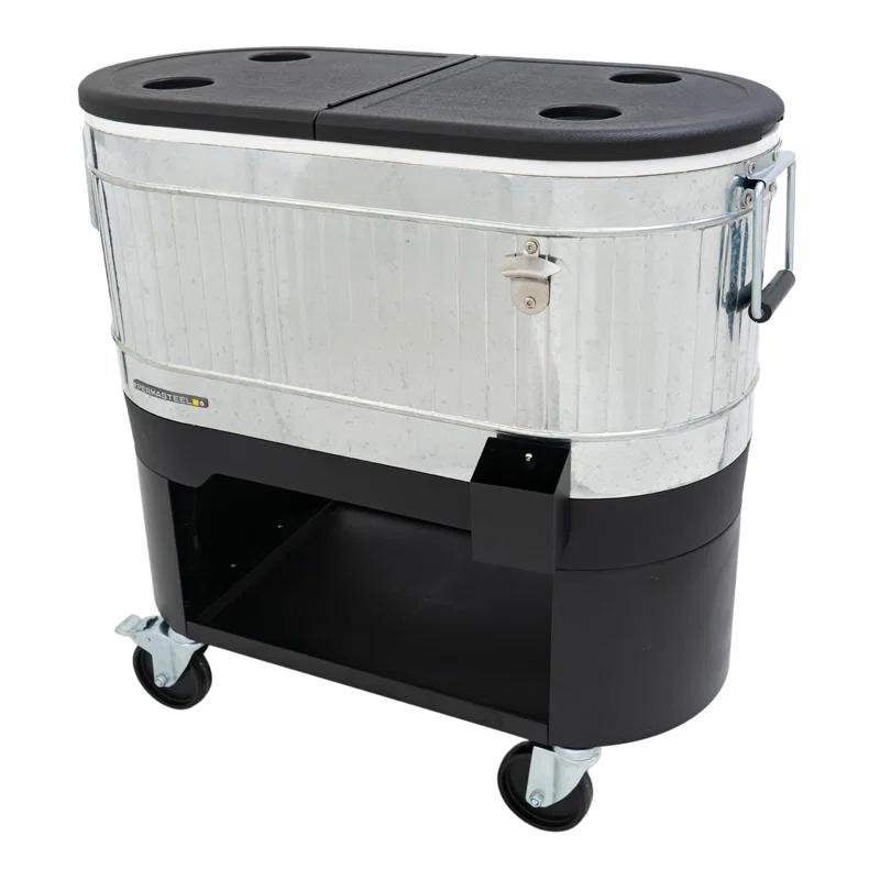 Permasteel Permasteel 120-Qt Large Outdoor Cooler Cart on Wheels, Rolling Patio Cooler with Dividers for Separate Compartments