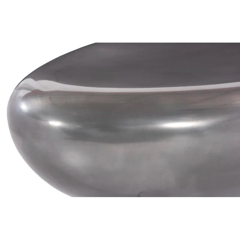 Polished Aluminum River Stone Solid Coffee Table