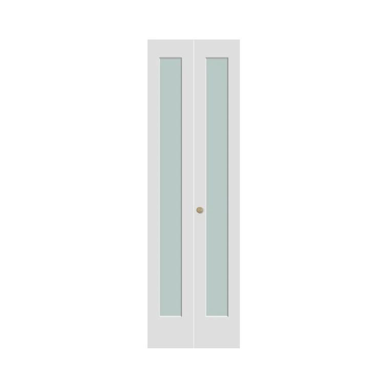 Luxdecor 80'' Solid Core Manufactured Wood 1-Lite Frosted Glass Bi-fold Door With Installation Hardware Kit