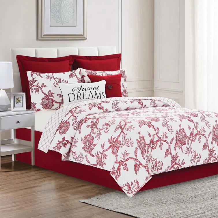C&F Home Red/White Cotton Reversible Quilt Set