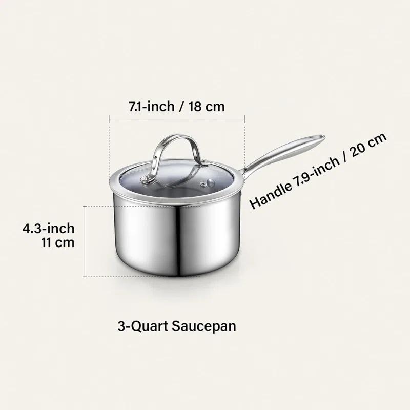 Cooks Standard Cooks Standard Stainless Steel Saucepan With Lid, Multi-ply Clad Sauce Pot 3 Quart, Silver