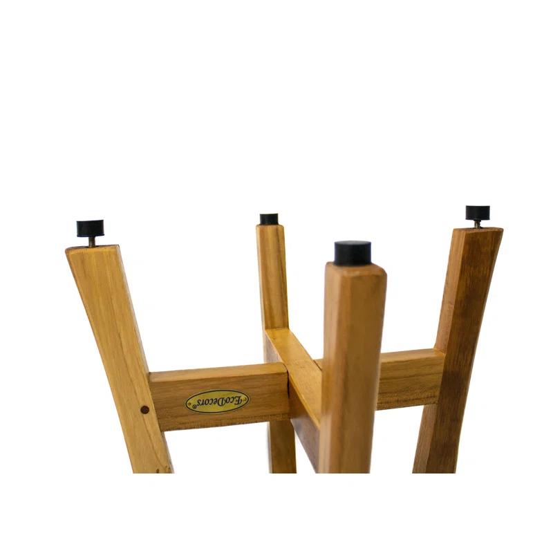 EcoDecors EcoDecors' Shoji 13.5" H Teak Shower Footstool. Foot Stool for Shower, Shower Stool 12" W, in Earthy Teak