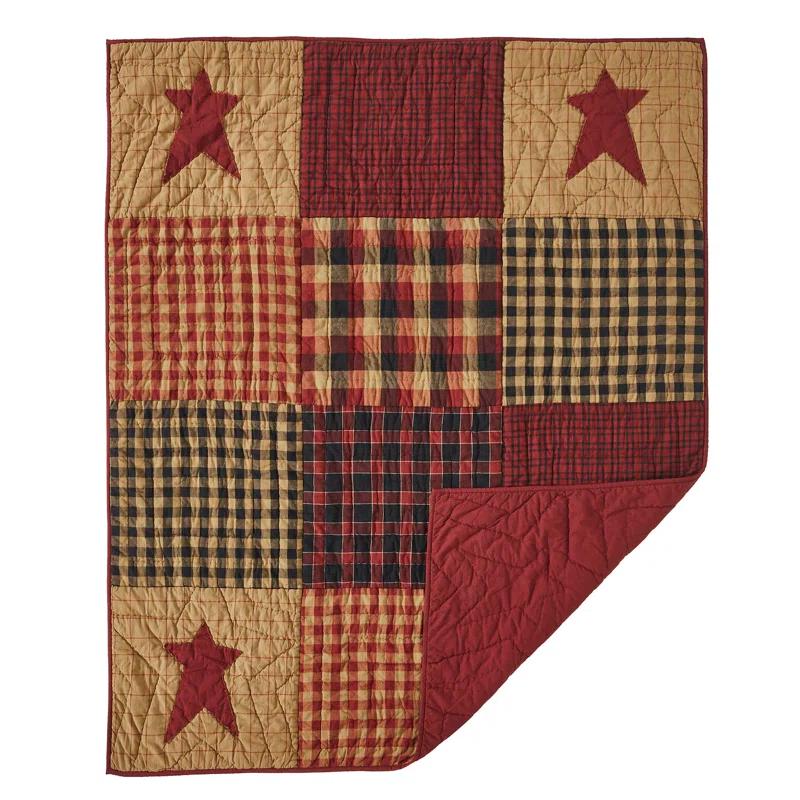 Connell Burgundy Cotton Patchwork Quilted Throw Blanket